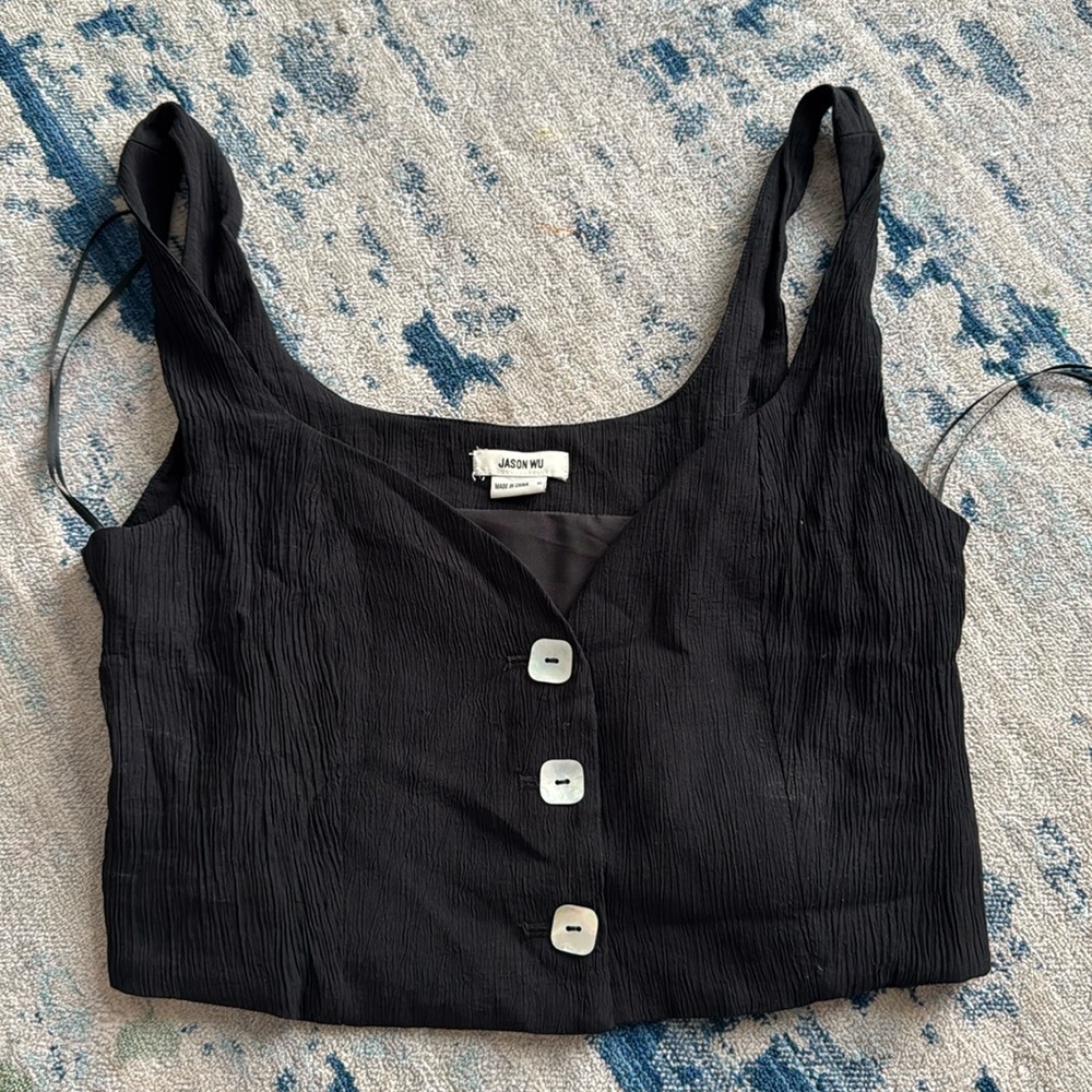 Jason Wu Black Cropped Vest Top